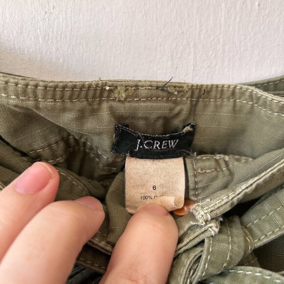 J. Crew Cargo Skirt Womens 6 Army Green Belted Pockets VTG Y2K - Picture 2 of 3